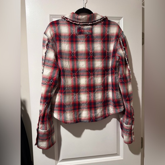 We The Free Red, Navy & White Plaid Button-Up Shirt Jacket 🔥 - Picture 5 of 5